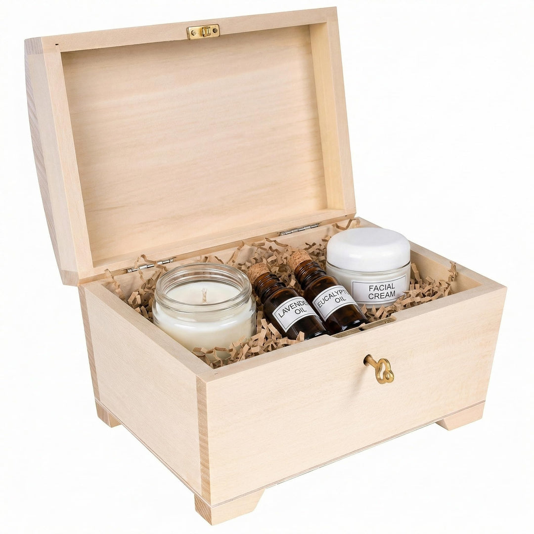 Creative Deco Grosse Holzkiste Schatztruhe mit Deckel, Schloss und Schlüssel für Schmuck-Stücke | 20