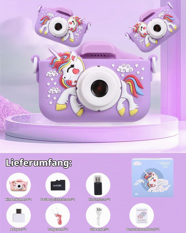 Kinderkamera,Kinder Kamera 1080P Bildschirm Kamera Kinder mit 64GB-Karte Selfie Digitalkamera Fotoap