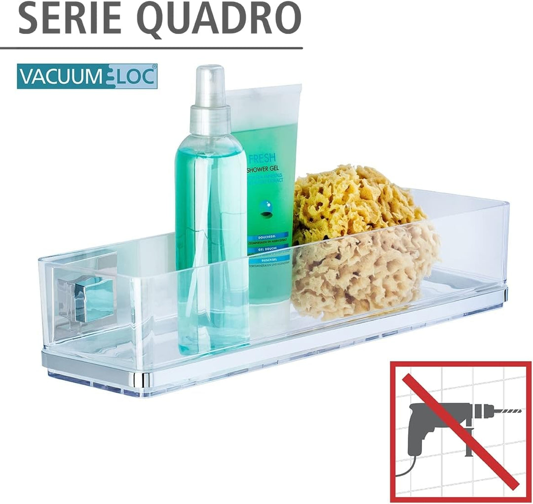 WENKO Badezimmer Wandregal Mod. Quadro Maxi ohne Bohren 2 Etagen rostfreies Edelstahl Halterung mit