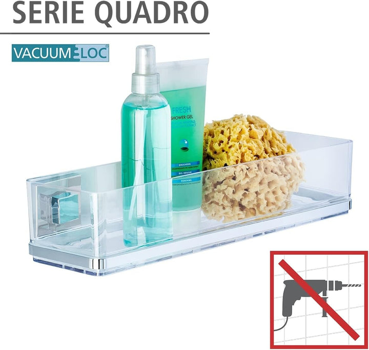 WENKO Badezimmer Wandregal Mod. Quadro Maxi ohne Bohren 2 Etagen rostfreies Edelstahl Halterung mit