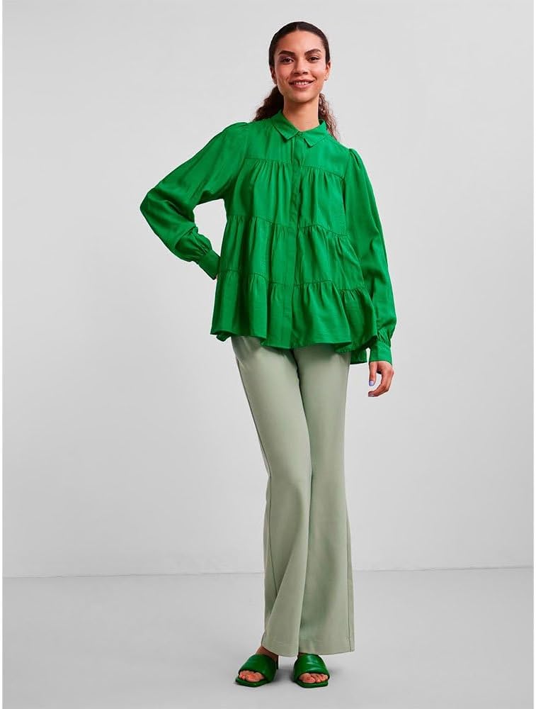 YAS Damen Yaspala S. Noos L S Shirts, Fern Green, XS EU