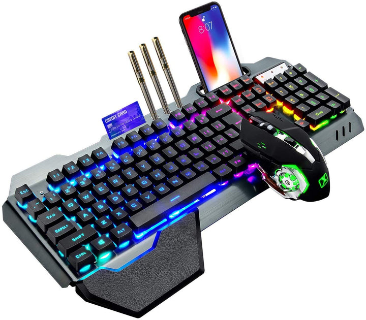 Lexonelec 680 pro - RGB LED Wireless Gaming Tastatur und Maus 4800 mAh volle 104 Tasten Tastatur PC