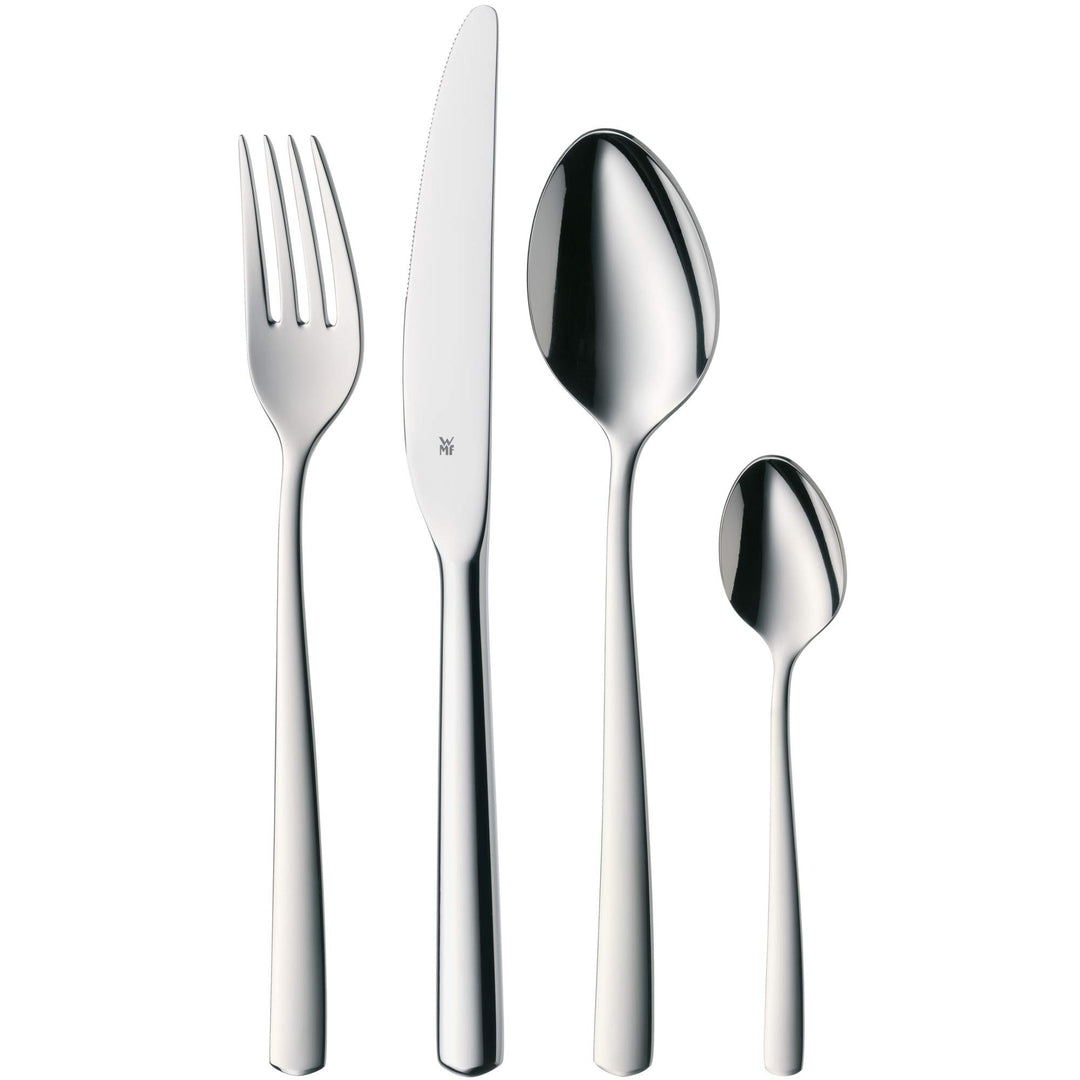 WMF Boston Edelstahl Besteck Set 6 Personen, Essbesteck Set 24 teilig, Monobloc-Messer, Cromargan Ed