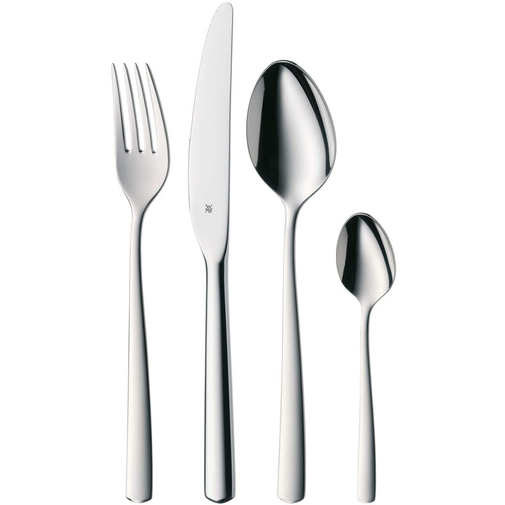 WMF Boston Edelstahl Besteck Set 6 Personen, Essbesteck Set 24 teilig, Monobloc-Messer, Cromargan Ed