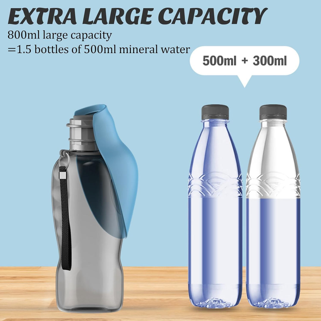 800ML Hunde Trinkflasche für Unterwegs, Auslaufsichere Wasserflasche für Hunde, Tragbare Haustier Hu