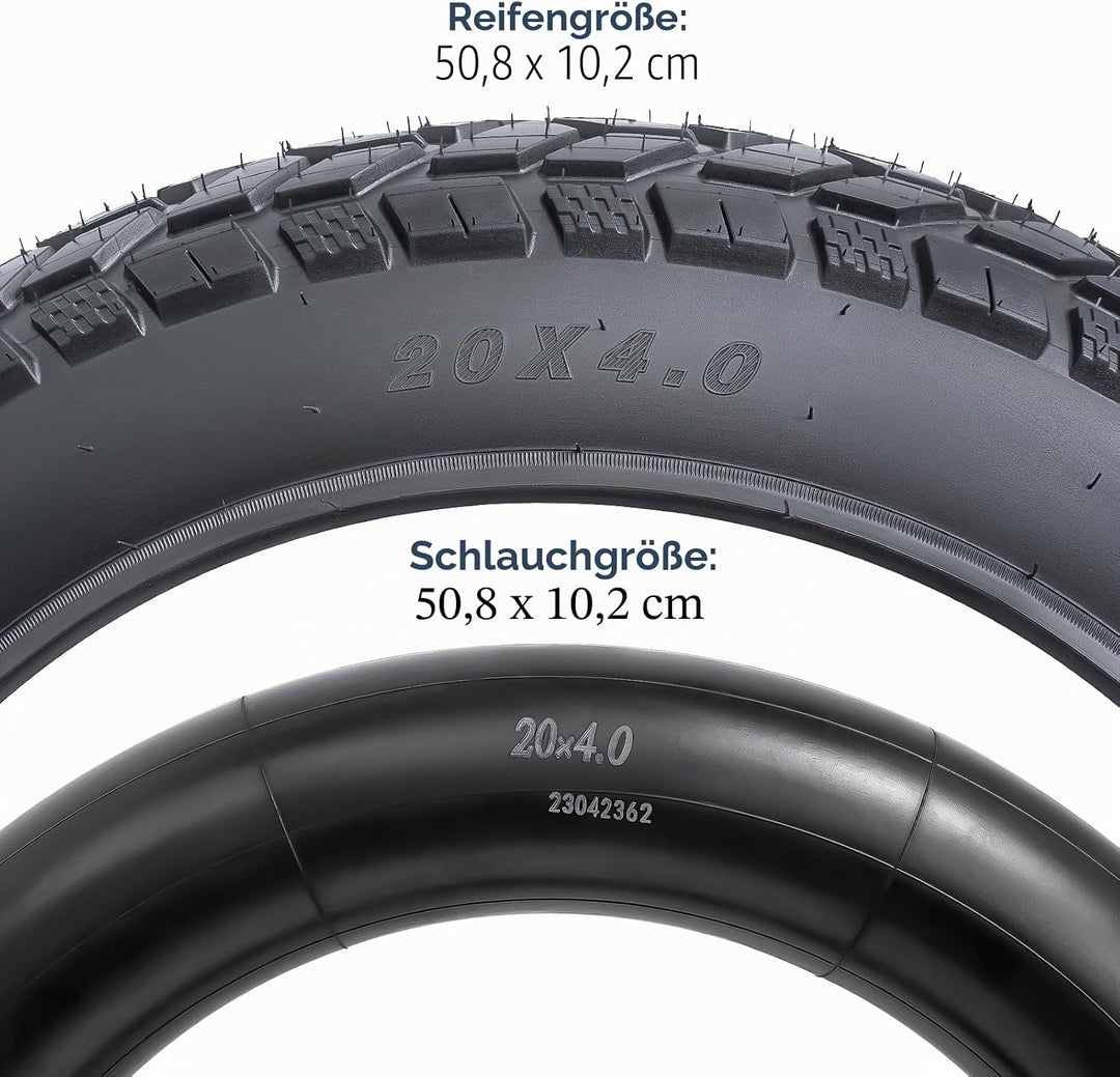 YunSCM 1er-Pack 20 Zoll Heavy Duty E-Bike Reifen 20x4.0 Mantel Plus 1er-Pack 20 Zoll Fat schlauche 2