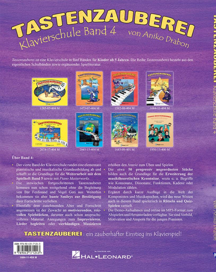 Tastenzauberei, Band 4 - Klavierschule mit Audio-CD ISBN 9789043134613 - Lehrgang für Klavier - Deut