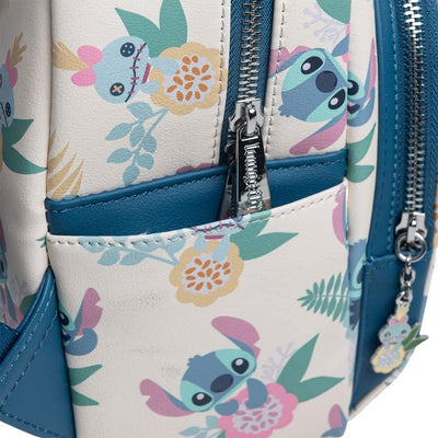 loungefly Disney Lilo & Stitch Hawaiian Flowers Stitch and Scrump AOP Double Strap Shoulder Bag Purs