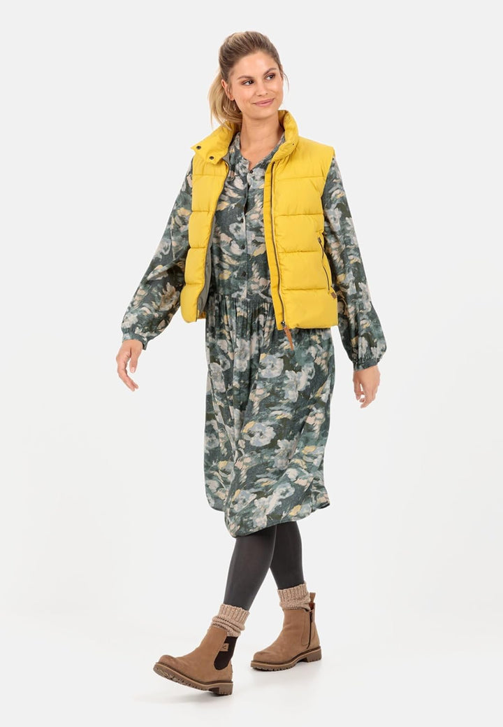 camel active Damen Kleid mit Allover-Print XXL Aop Smoke Khaki, XXL Aop Smoke Khaki