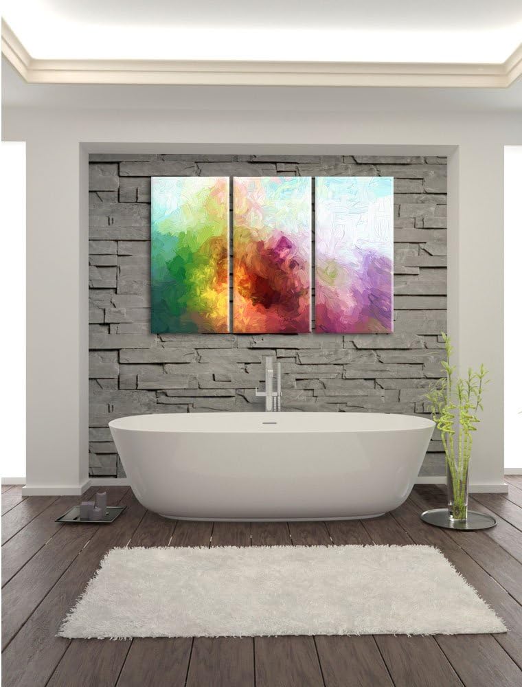 Pixxprint abstrakte Bunte Wasserfarben als Leinwandbild/Grösse: 3 Teilig (120x80) cm/Wandbild/Kunstd