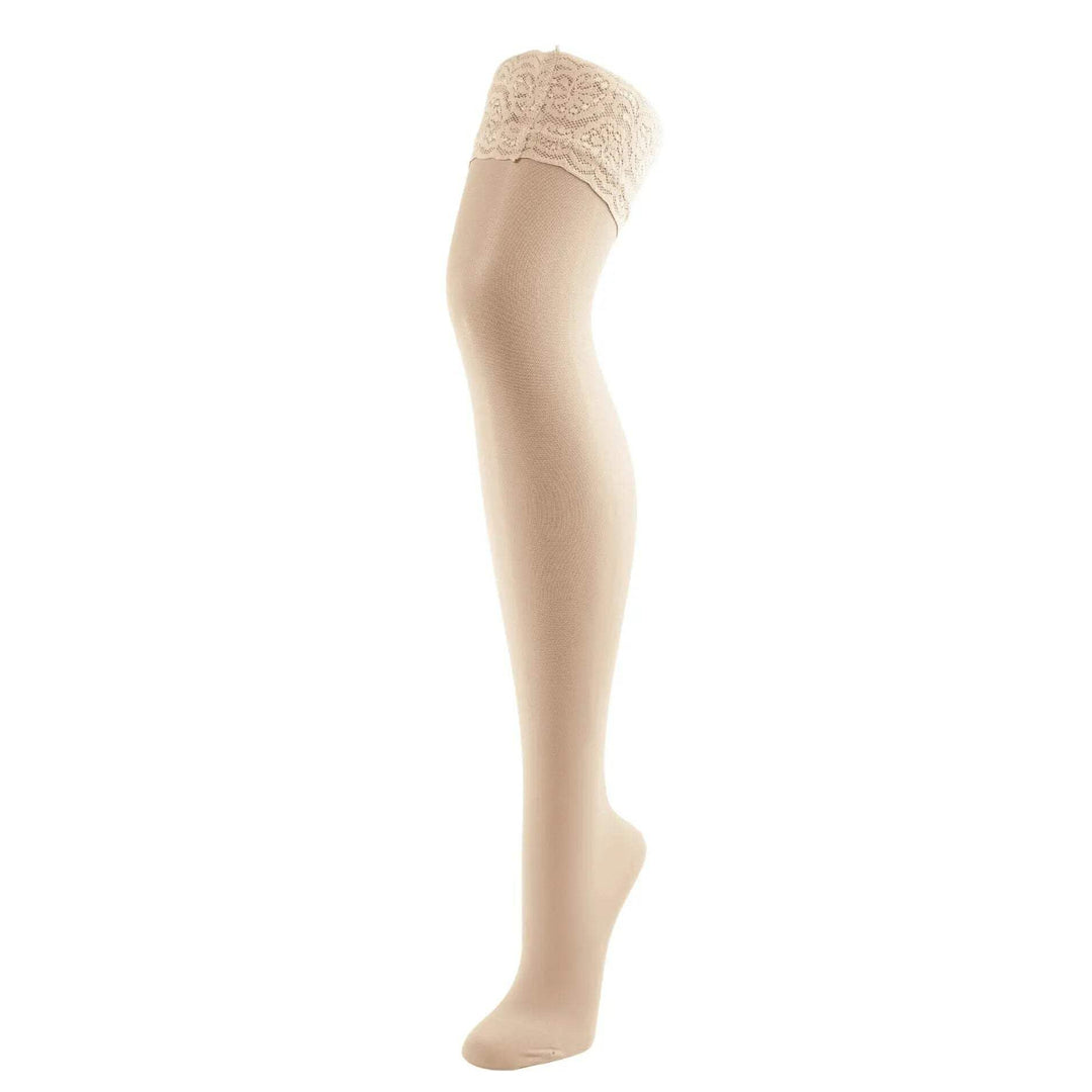 BAHNER Premium Stützstrumpfe Damen halterlose transparente Spitzenstrümpfe, Strümpfen 70 DEN Qualitä
