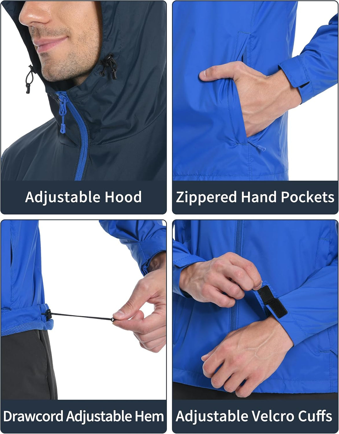 Pioneer Camp Herren Regenjacke Wasserdicht Atmungsaktiv Leichte Winddicht Windbreaker Packbare Outdo