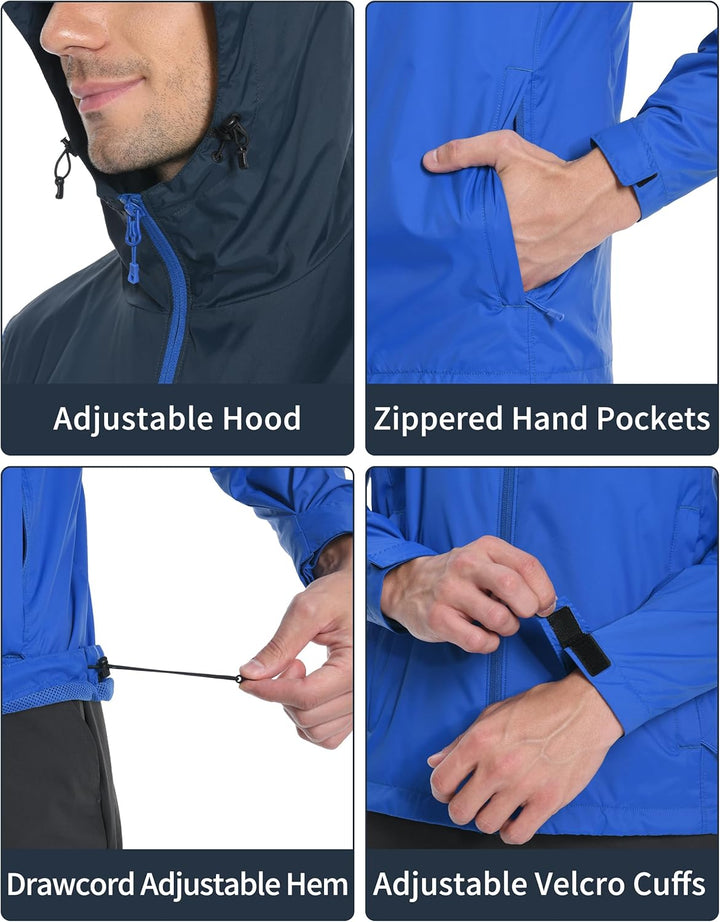 Pioneer Camp Herren Regenjacke Wasserdicht Atmungsaktiv Leichte Winddicht Windbreaker Packbare Outdo