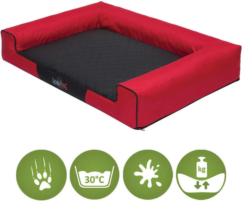 Hobbydog L VICCCM5 Eckig Hundebett, Victoria Katzenbett Schlafplatz, rot mit schwarz Rot-Schwarze L