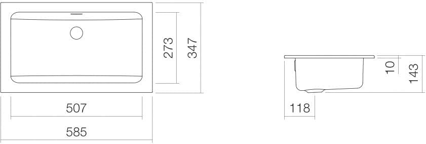 Alape˘ EB.R585 Einbaubecken, Waschbecken für den Einbau von oben, aus glasiertem stahl in weiss mit