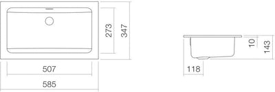 Alape˘ EB.R585 Einbaubecken, Waschbecken für den Einbau von oben, aus glasiertem stahl in weiss mit