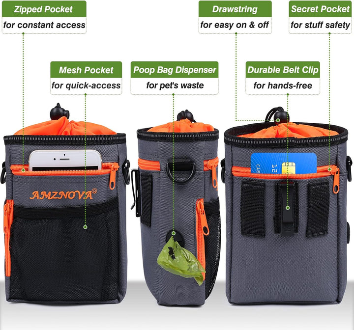 AMZNOVA Futterbeutel Hund Treatkit Leckerlitasche für Hunde, Leckerli Tasche für Hundetraining, Gass
