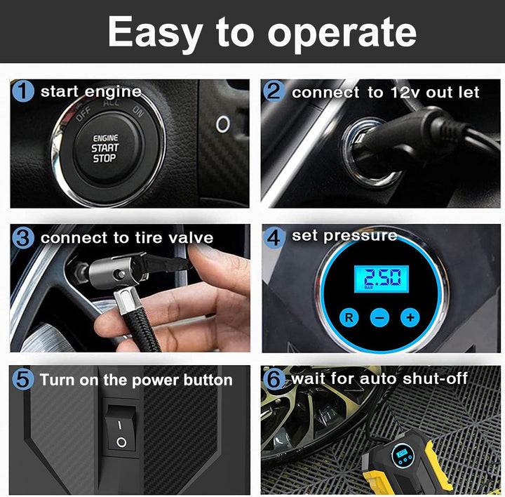 Digitaler Luftkompressor Auto, Luftpumpe Auto Kompressor Luftpumpe mit LED-Lampe, Automatische Absch