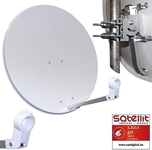 HD Sat Anlage 80cm Spiegel + Opticum Quad LNB für 4 Teilnehmer + 50m Kabel + 40cm Wandhalter (3 Farb
