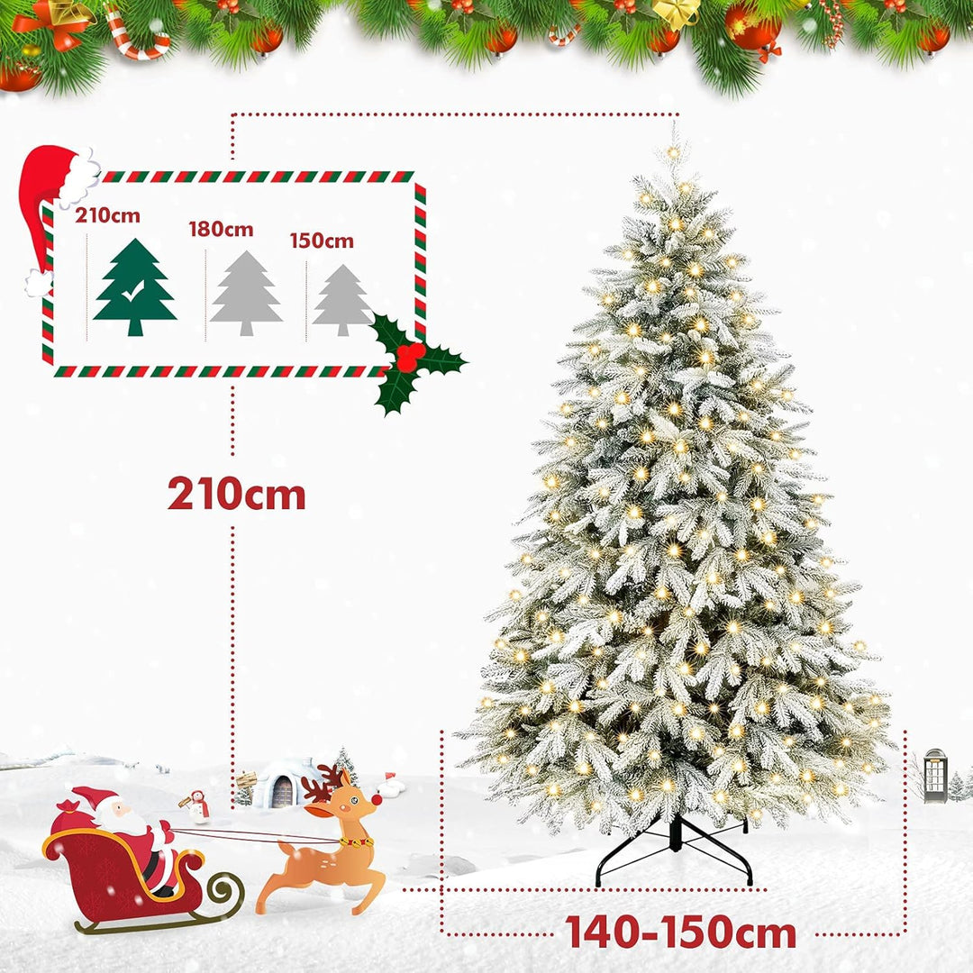 Yorbay Künstlicher Weihnachtsbaum mit Beleuchtung Weiss Schneeflocken LED Tannenbaum für Weihnachten