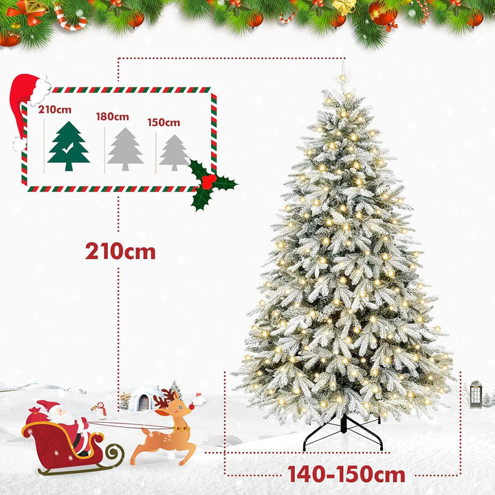 Yorbay Künstlicher Weihnachtsbaum mit Beleuchtung Weiss Schneeflocken LED Tannenbaum für Weihnachten