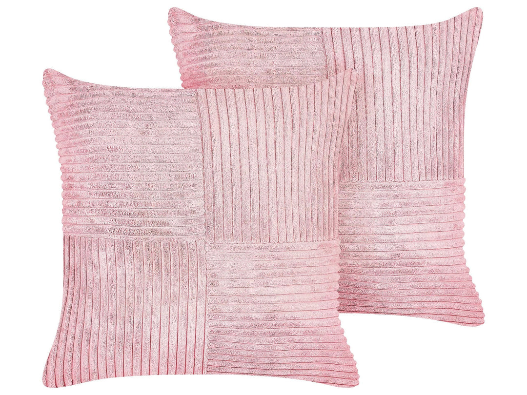 Set aus 2 dekorative Kissen aus Cord 43 × 43 cm Rosa Millet