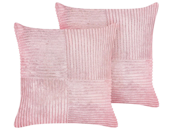 Set aus 2 dekorative Kissen aus Cord 43 × 43 cm Rosa Millet