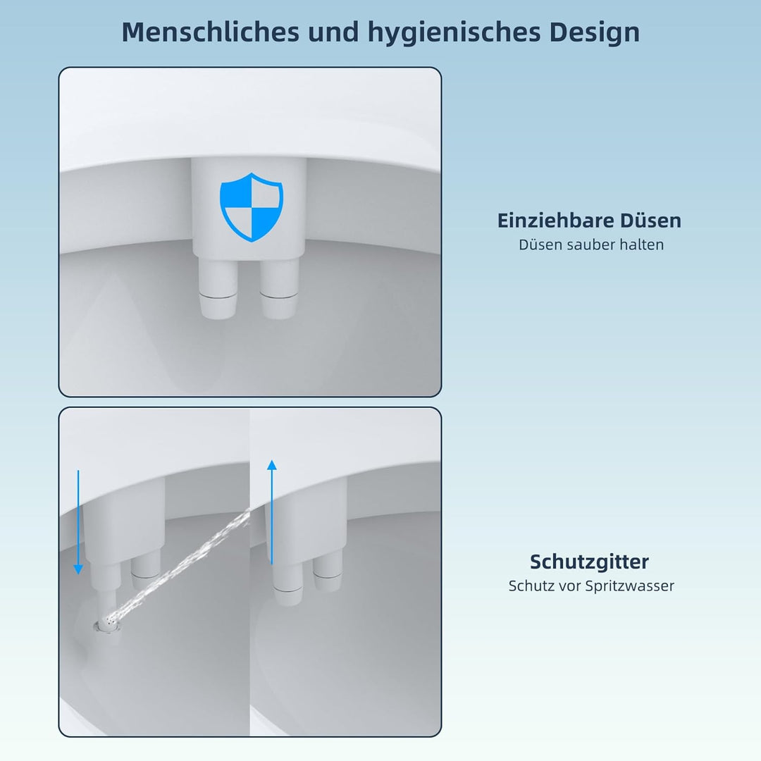 Hibbent Bidet Aufsatz mit Süsswasser – Slim Nicht Elektrisch Bidet Einsatz Für Toilette mit,Doppel D