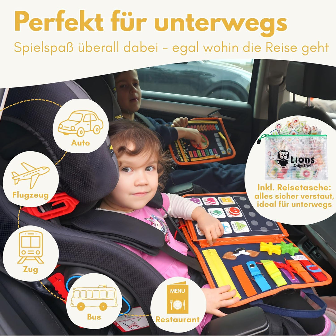 Lion's Collection Busy Board Deutsch - 10 Seiten Lernspass - Vielseitiges Activity Buch ab 3 Jahre -