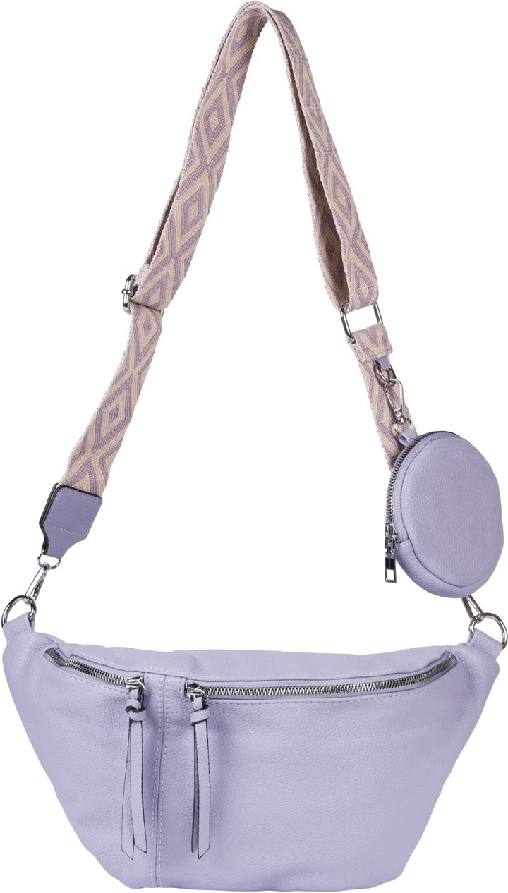 styleBREAKER Damen Halbmond Crossbody Schultertaschen Set 3-Teilig, Schultergurt mit Muster, Schlüss
