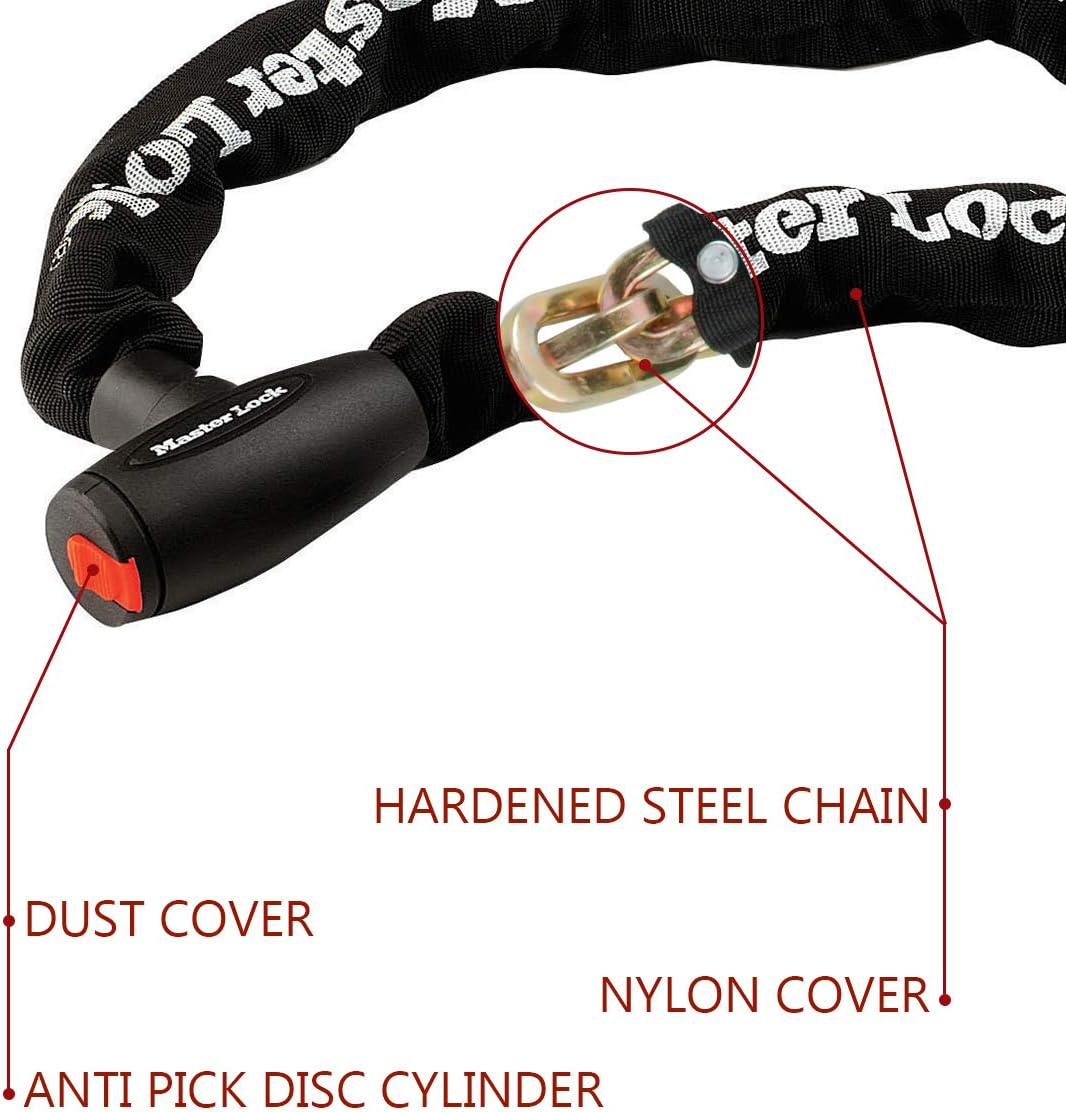 Master Lock 8292EURDPS Kettenschloss Motorrad [Schlüssel] [2 m Kette] - Motorcycle Chain Lock [Key]