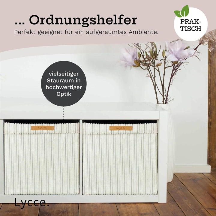 Kallax Box aus trendigem Cordstoff | Aufbewahrungskorb für Kallax Regal | Faltbox 33 x 33 x H31 cm m