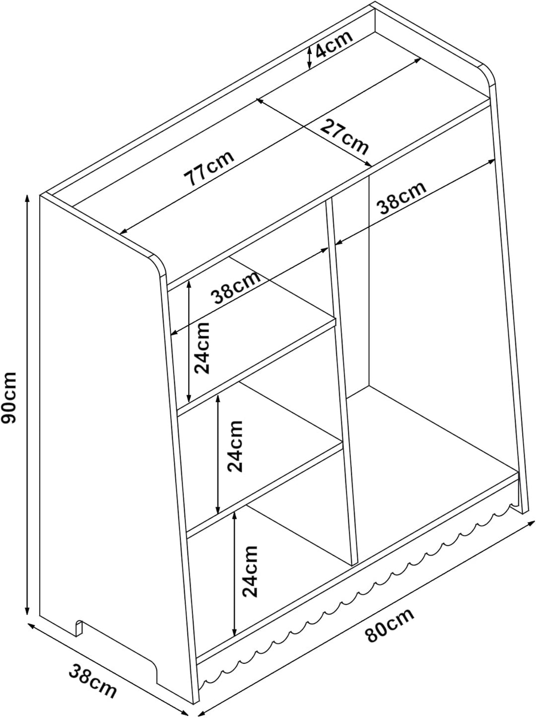 [en.casa] Kindergarderobe stehend Vestnes Kinder Kleiderschrank mit Kleiderstange 90 x 80 x 38 cm Kl
