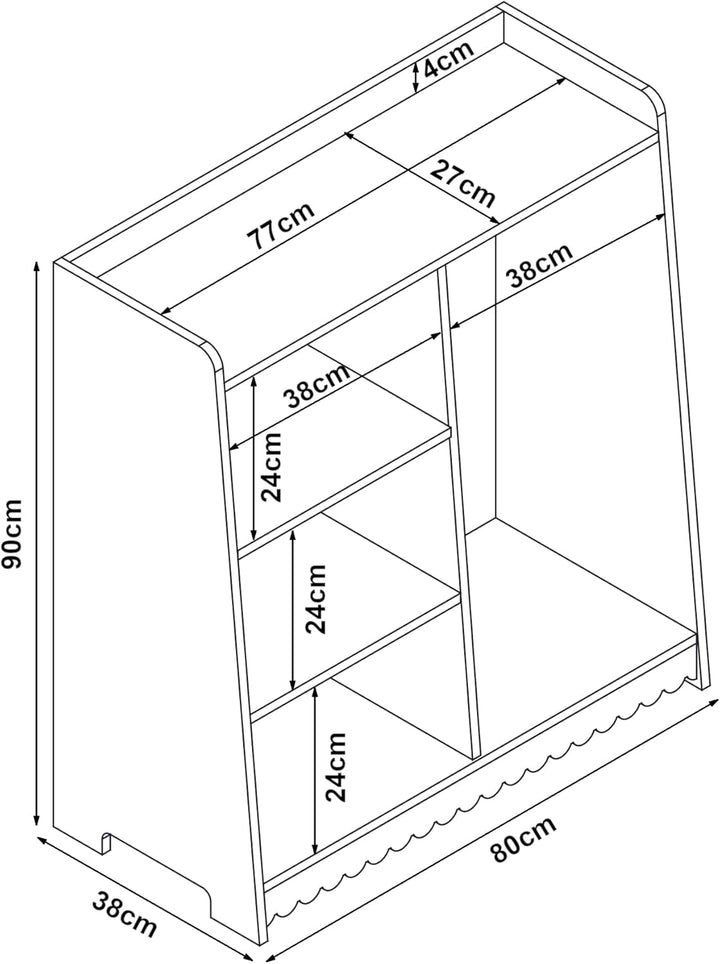 [en.casa] Kindergarderobe stehend Vestnes Kinder Kleiderschrank mit Kleiderstange 90 x 80 x 38 cm Kl
