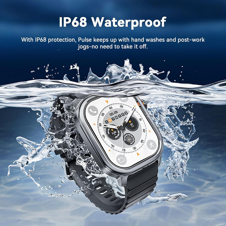 KOSPET Smartwatch Herren, 1,96" AMOLED, Anrufannahme, Gesundheitscheck per Fingertipp, Schlaftracker