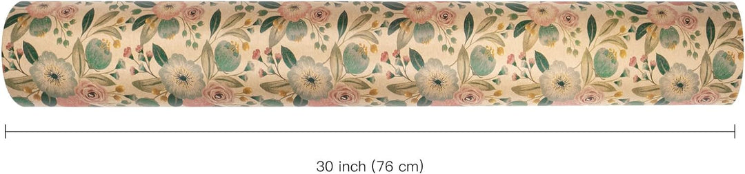 RUSPEPA Kraftpapierrolle - Buntes Blumen- Und Pflanzenmuster - 76 cm X 30 m Blumen & Pflanzen, Blume