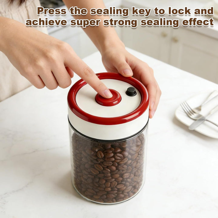 Kaffeedose Luftdicht, 2 Stück Kaffeedose mit Vakuumdeckel, 1.8L Vakuum-Kaffeedosen aus Glas, Kaffeeb