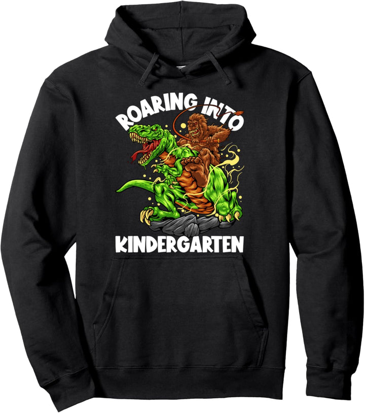 Roaring Into Kindergarten Kinder Jungen Bigfoot Riding Dinosaurier Pullover Hoodie