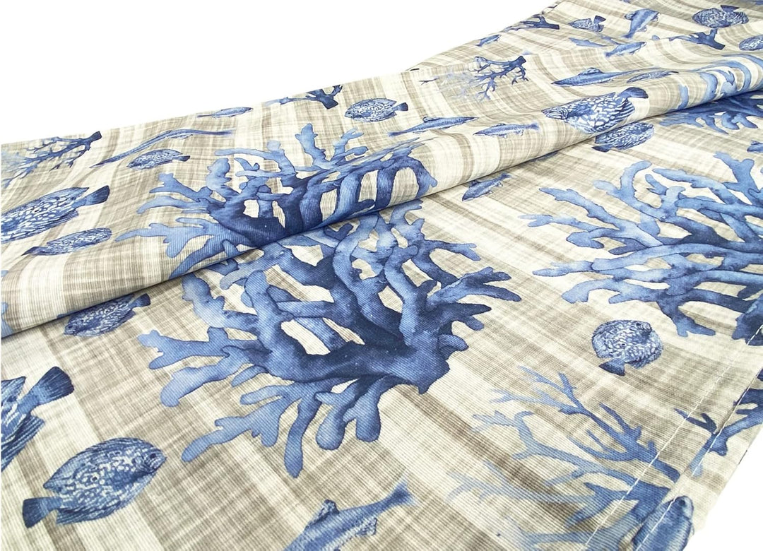 Gran Foulard Überwurf Tagesdecke Sofabezug Loneta Stoff (Fische blau, 1 Einzelbett) Blaue Fische Ein