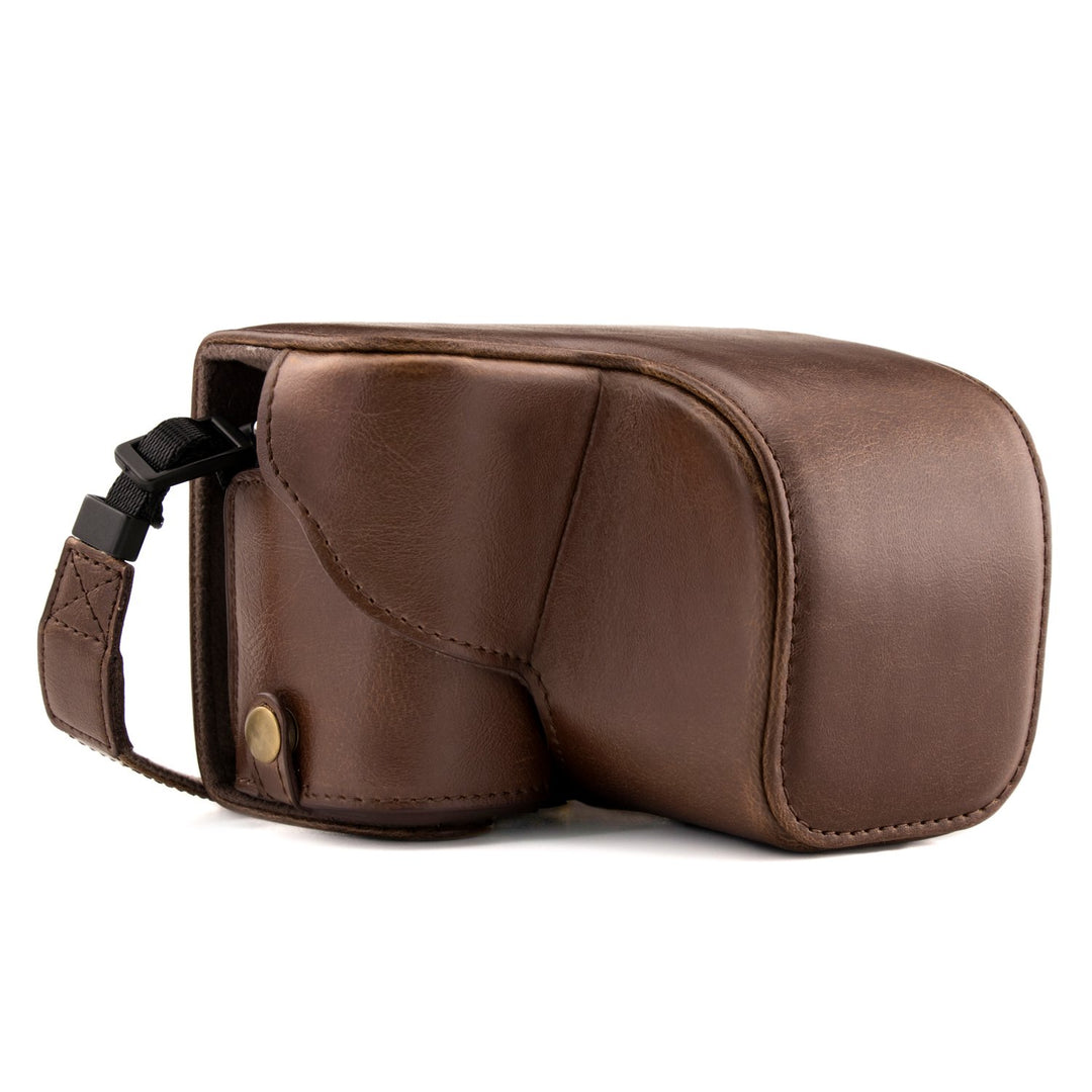 MegaGear Sony Alpha A6300, A6000 (16-50 mm) Ever Ready Leder Kamera-Case mit Trageriemen und Batteri