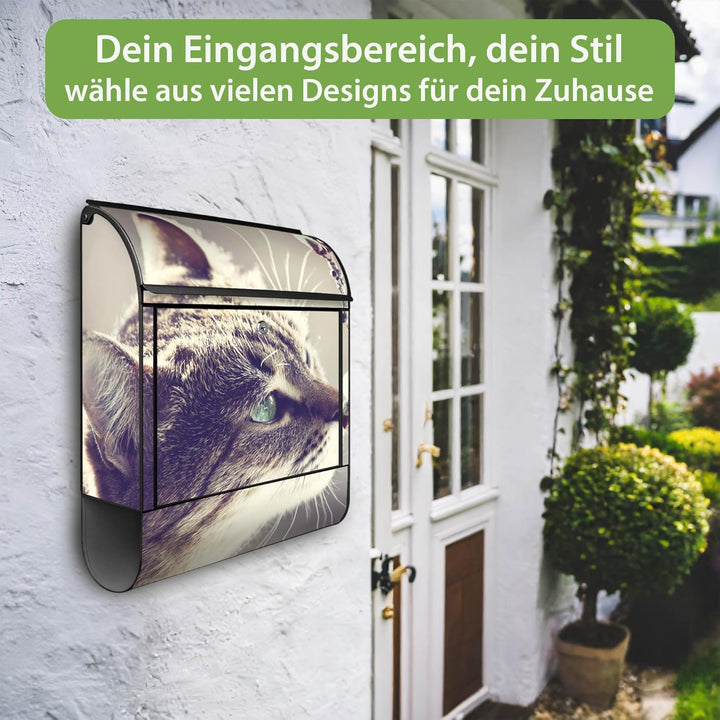 banjado® Design Briefkasten mit Motiv Weidenkätzchen 39x47x14cm &amp; 2 Schlüssel - Briefkasten Stahl sc
