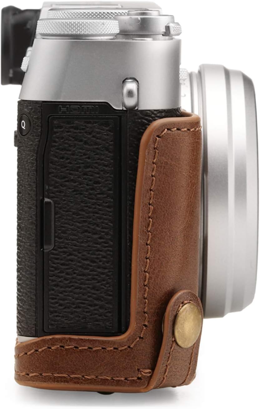 MegaGear MG1893 Ever Ready Kameratasche aus echtem Leder, kompatibel mit Fujifilm X100V, Braun, Brau