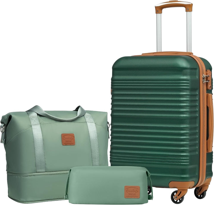 COOLIFE Koffer Set 3 Teilig, Gepäck Set Klein 20‘’ ABS Hartschale, Handgepäck 4 Rollen TSA-Schloss m