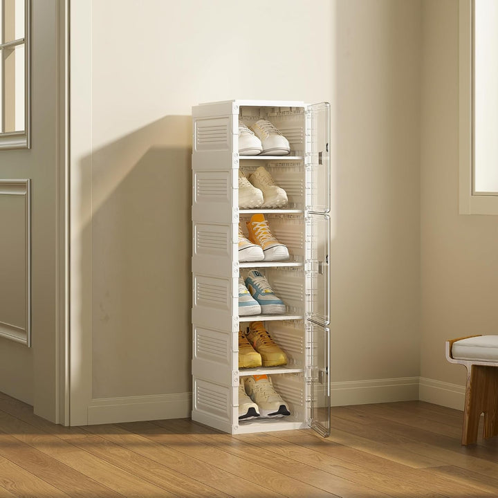 Mayi Box Transparente schuhregal,schuhboxen stapelbar weiss, mit magnetischer Tür, für Stöckelschuhe