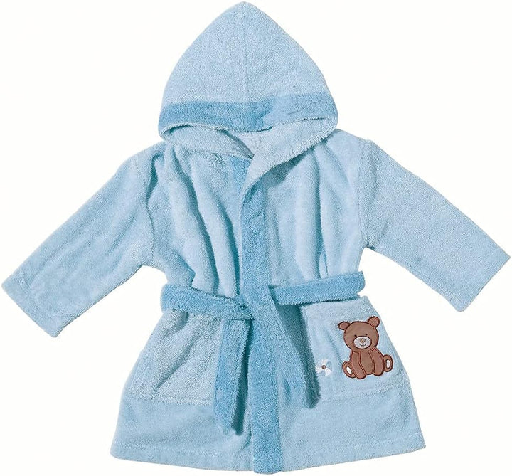 Egeria 501018 Teddy Bear Kapuzenmantel Baby Bademantel, Bio Baumwolle, 32 x 24 x 10 cm, Sky 104 sky,