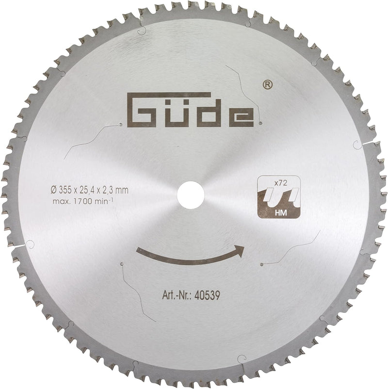 Güde 40539 Metallkreissägeblatt 350 T, 355 mm, 72 Zähne