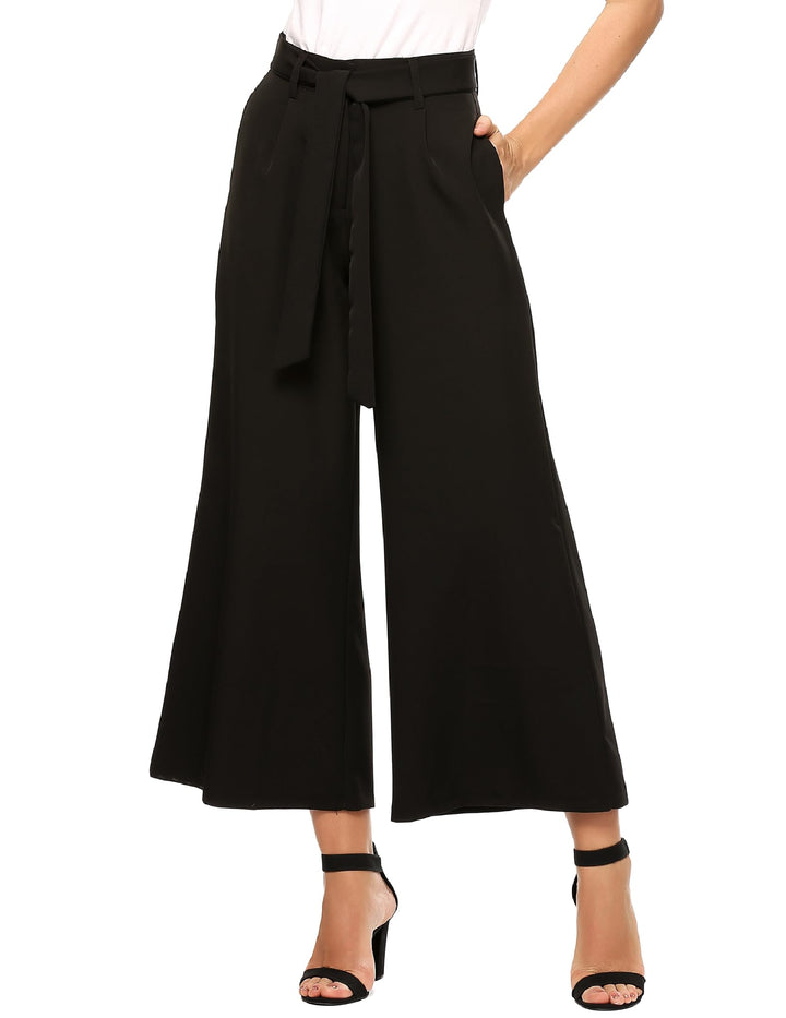 Beyove Damen Weite Hose 7/8 Sommerhose High Waist Elegant Business Hosen Schlaghose Gestreifte Anzug