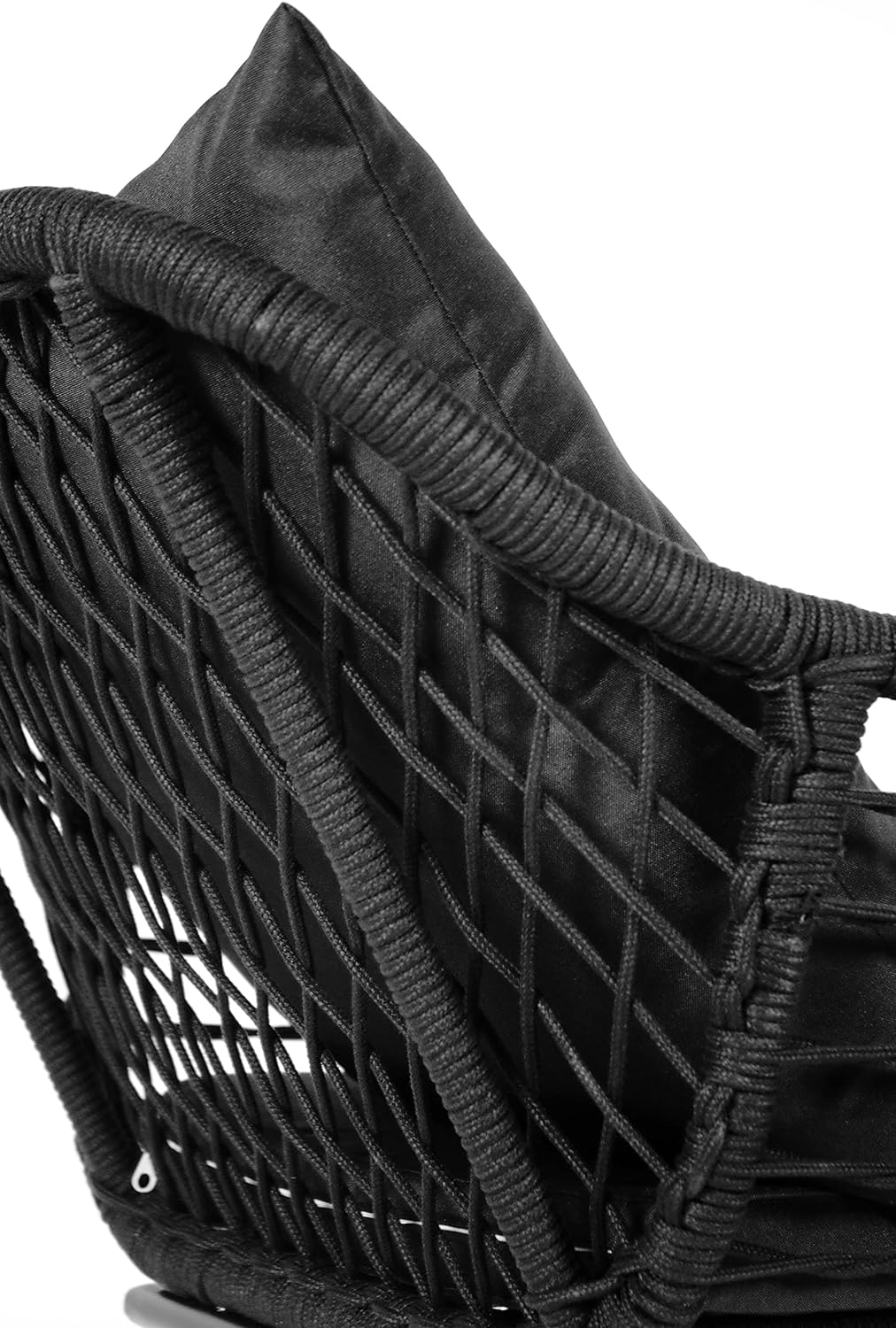 Kobolo Esszimmerstuhl Stuhl - Retro-Look-Black - Schwarz - Metall und Seil - inkl. Kissen