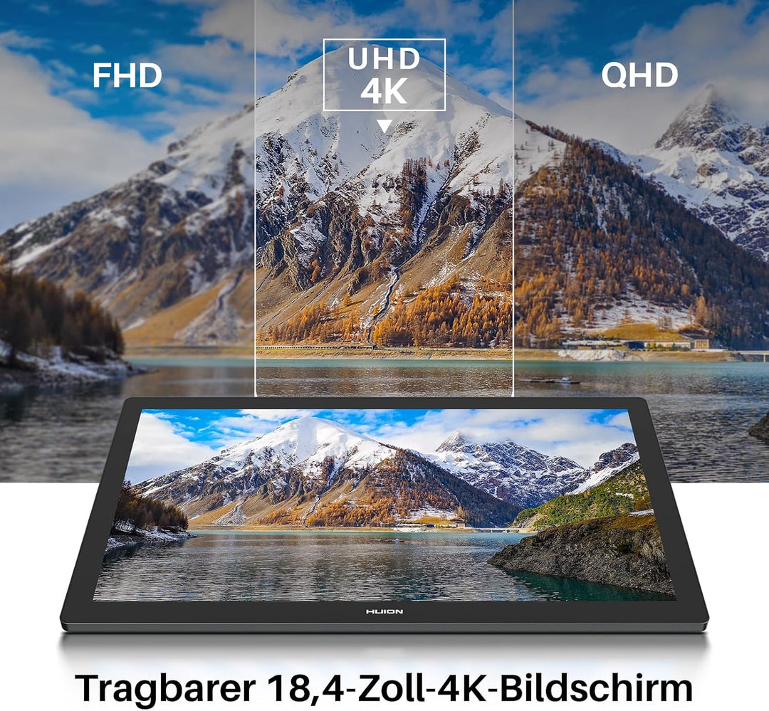HUION KAMVAS Pro 19 4K Grafiktablett mit UHD Touchscreen Display, 96% Adobe RGB-Zeichenmonitor mit 1