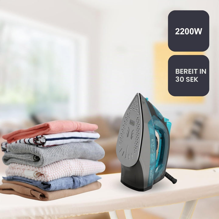Black+Decker - Dampfbügeleisen 2200W | Dauerdampf 30g/min | Dampfstoss 120g/min | Edelstahlsohle | A